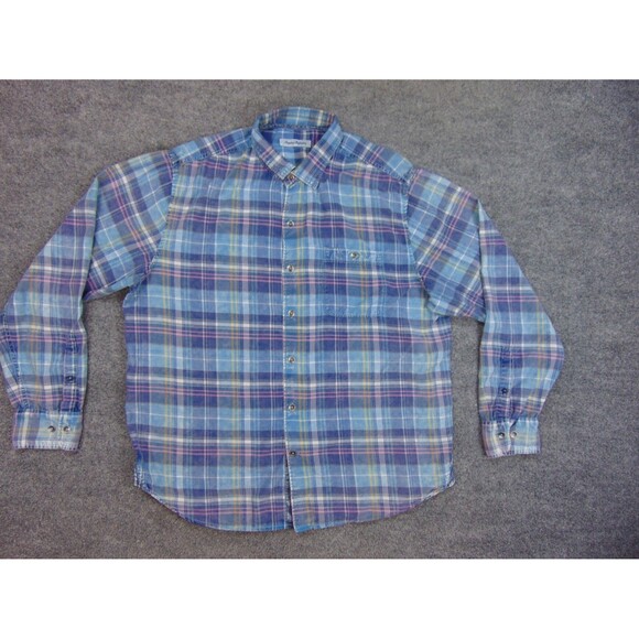 Tommy Bahama Shirt Mens‎ Large Blue Plaid Long Sleeve - Picture 2 of 8